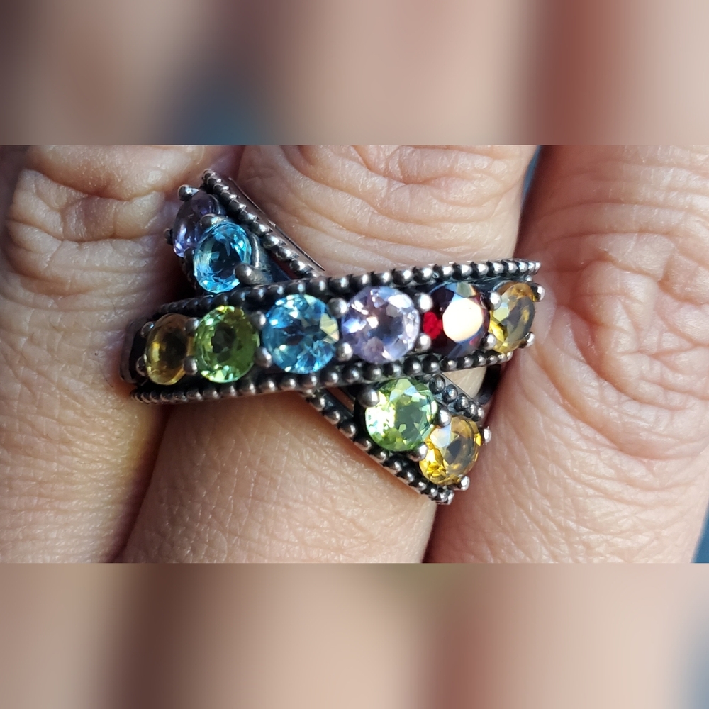 Effy Multi-Gemstone Crisscross Statement Ring In … - image 3